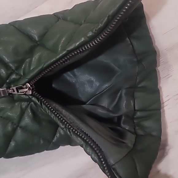 🇧🇫🇧🇬Benetton Quilted 2 Way Zipper Jacket Forest Green Womens XS - Picture 4 of 12